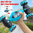 Car 4x4 Remote Control Cart Stunt Gesture Sensing Drift Car With LED Light Deformation Novel Toys + Get 1 Free Helicopter