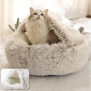 Pet Mattress Warm Comfortable Soft Plush Round Basket Cat Dog 2 in 1 Sleeping Bag